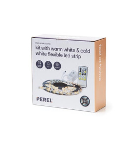 KIT RUBAN À LED FLEXIBLE AVEC CONTRÔLEUR ET ALIMENTATION - BLANC CHAUD