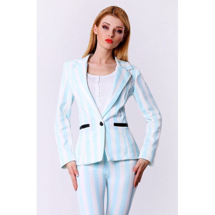 4306-2 Pastelowa marynarka w pasy - błękitny