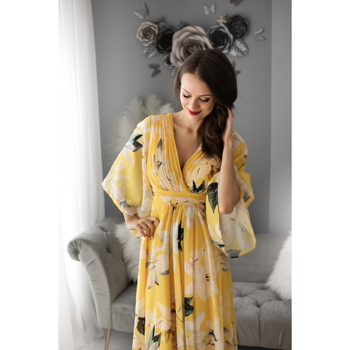 NATALIA FLOWERS DRESS YELLOW 74001-3