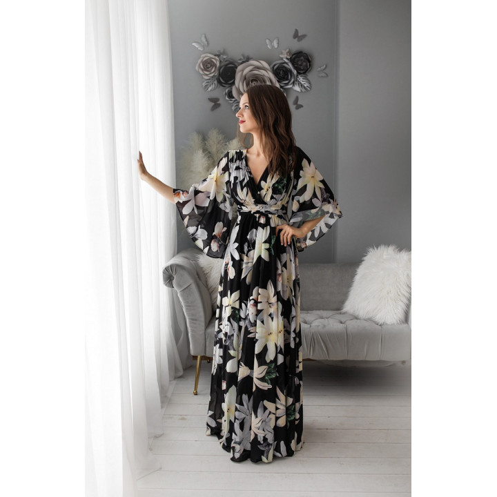 NATALIA FLOWERS ПЛАТЬЕ BLACK 74001-2