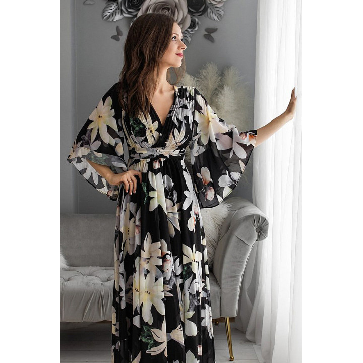 NATALIA FLOWERS ПЛАТЬЕ BLACK 74001-2